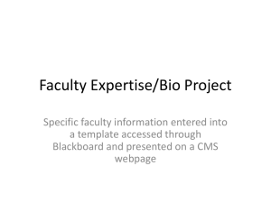 Overview of the Faculty Expertise/Bio project