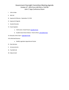 Government Oversight Committee Meeting Agenda October 6 John E. Sapp Conference Room