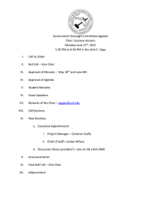 Government Oversight Committee Agenda Chair: Gustavo Ascanio Monday June 15 , 2015