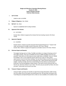 Budget and Allocations Committee Meeting Minutes January 12, 2015 Chairman: Blake Kennedy