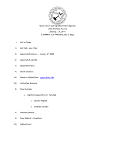 Government Oversight Committee Agenda Chair: Gustavo Ascanio January 11th, 2016