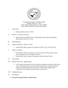 Constitution and Statutes Committee Agenda Monday, February 15 , 2016