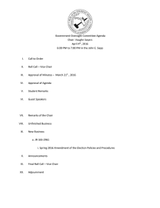 Government Oversight Committee Agenda Chair: Vaughn Sayers April 4
