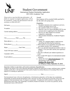 Student Government International Student Scholarship Application 2015-2016 Academic Year
