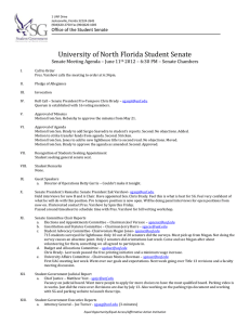 University of North Florida Student Senate Office of the Student Senate