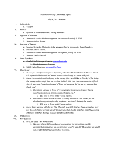 Student Advocacy Committee Agenda July 16, 2012 4:00pm I. Call to Order