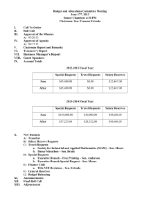 Budget and Allocations Committee Meeting June 17 , 2013 Senate Chambers 4:30 PM