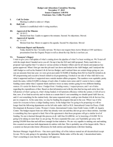 Budget and Allocations Committee Meeting November 1 , 2013 Senate Chambers 1:00 PM