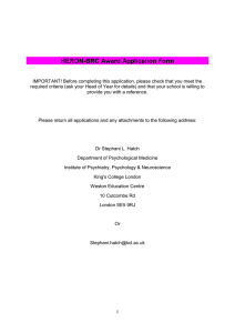 HERON-BRC Sociology and Psychological Health Award 2016 Application Form