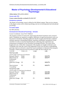 Master of Psychology (Developmental &amp; Educational Psychology)