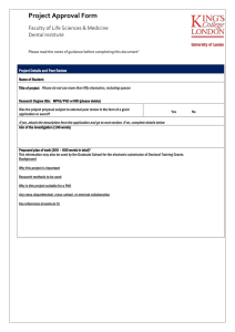 Project Approval Form Faculty of Life Sciences &amp; Medicine Dental Institute