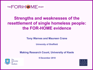 Strengths and weaknesses of the resettlement of single homeless people: