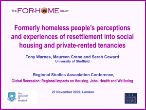 Formerly homeless people’s perceptions and experiences of resettlement into social