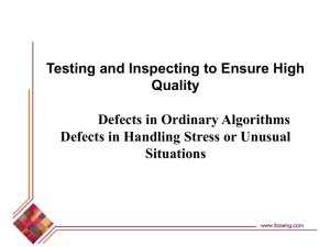 Testing and Inspecting to Ensure High Quality Defects in Ordinary Algorithms