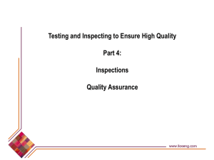 Testing and Inspecting to Ensure High Quality Part 4: Inspections Quality Assurance