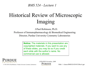 Historical Review of Microscopic Imaging BMS 524 - Lecture 1