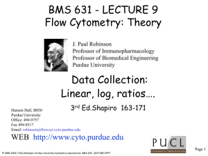 BMS 631 - LECTURE 9 Flow Cytometry: Theory Data Collection: Linear, log, ratios….