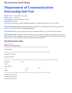 Department of Communication Internship/Job Fair The University North Florida