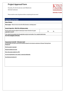 Project Approval Form Faculty of Life Sciences and Medicine Dental Institute
