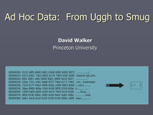 Ad Hoc Data:  From Uggh to Smug David Walker Princeton University