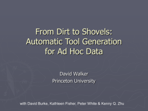 From Dirt to Shovels: Automatic Tool Generation for Ad Hoc Data David Walker