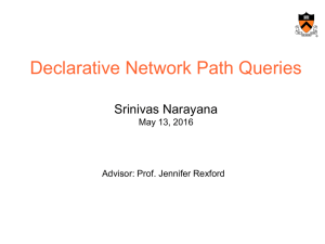 Declarative Network Path Queries Srinivas Narayana May 13, 2016 Advisor: Prof. Jennifer Rexford