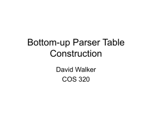 LR parser table construction