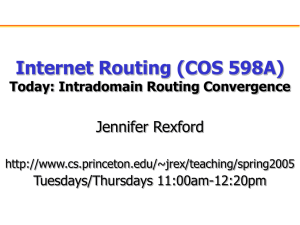 Internet Routing (COS 598A) Jennifer Rexford Today: Intradomain Routing Convergence Tuesdays/Thursdays 11:00am-12:20pm