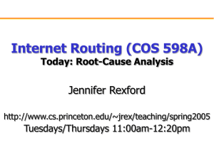 Internet Routing (COS 598A) Jennifer Rexford Today: Root-Cause Analysis Tuesdays/Thursdays 11:00am-12:20pm