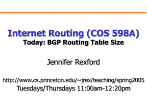 Internet Routing (COS 598A) Jennifer Rexford Today: BGP Routing Table Size Tuesdays/Thursdays 11:00am-12:20pm