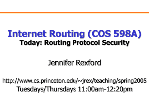 Internet Routing (COS 598A) Jennifer Rexford Today: Routing Protocol Security Tuesdays/Thursdays 11:00am-12:20pm