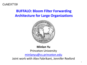 BUFFALO: Bloom Filter Forwarding Architecture for Large Organizations Minlan Yu Princeton University