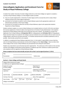 Royal Holloway intercollegiate registration form