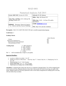 MAD 4401 Numerical Analysis Fall 2015