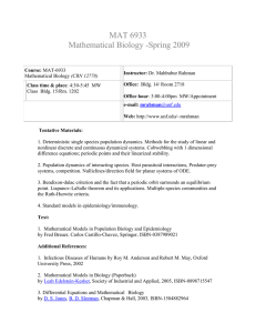 MAT 6933 Mathematical Biology -Spring 2009