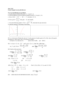 Practice Problems /Review for Exam1