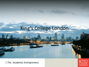 Michael Hill-King ( Director of Partnerships and Consultancy at KCL) Academic Entrepreneurship