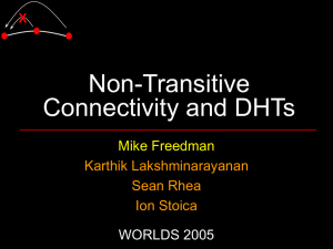 Non-Transitive Connectivity and DHTs Mike Freedman Karthik Lakshminarayanan