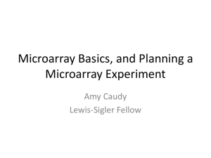 Microarray Basics, and Planning a Microarray Experiment Amy Caudy Lewis-Sigler Fellow