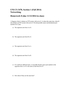 UNI CS 3470, Section 1 (Fall 2014) Networking