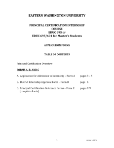 Application for Principal Internship