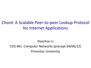 Chord: A Scalable Peer-to-peer Lookup Protocol for Internet Applications Xiaozhou Li