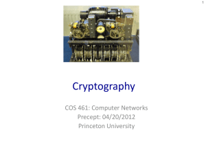 Cryptography COS 461: Computer Networks Precept: 04/20/2012 Princeton University