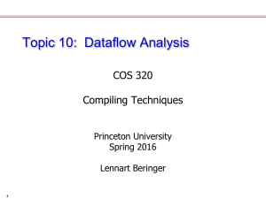 Topic 10:  Dataflow Analysis COS 320 Compiling Techniques Princeton University