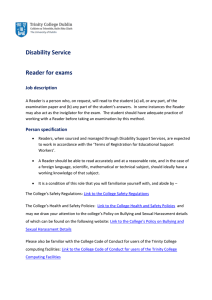 Disability Service Reader for exams Job description