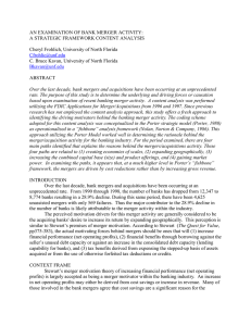 AN EXAMINATION OF BANK MERGER ACTIVITY: