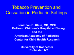 Tobacco Prevention and Cessation in Pediatric Settings