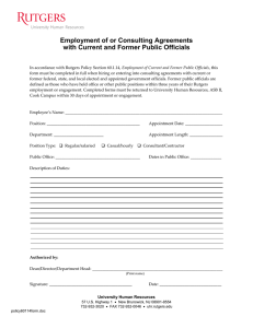 Employment of or Consulting Agreements with Current and Former Public Officials