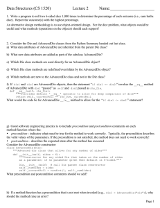 Python classes and algorithm analysis questions - .doc