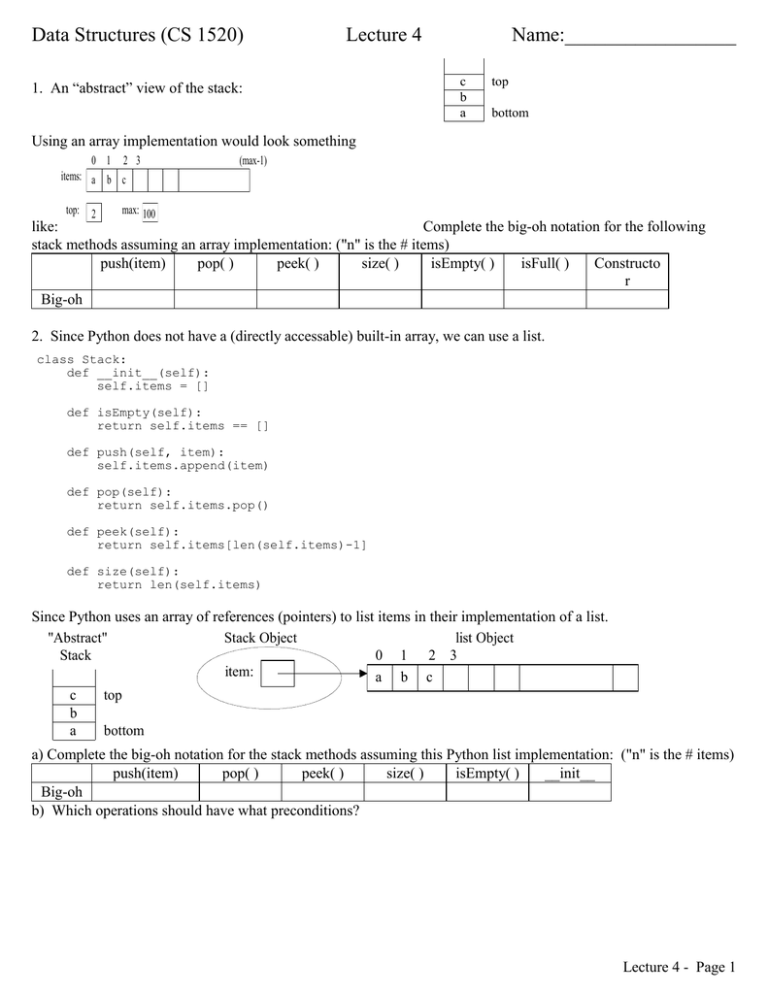 Stack C Implementation Example